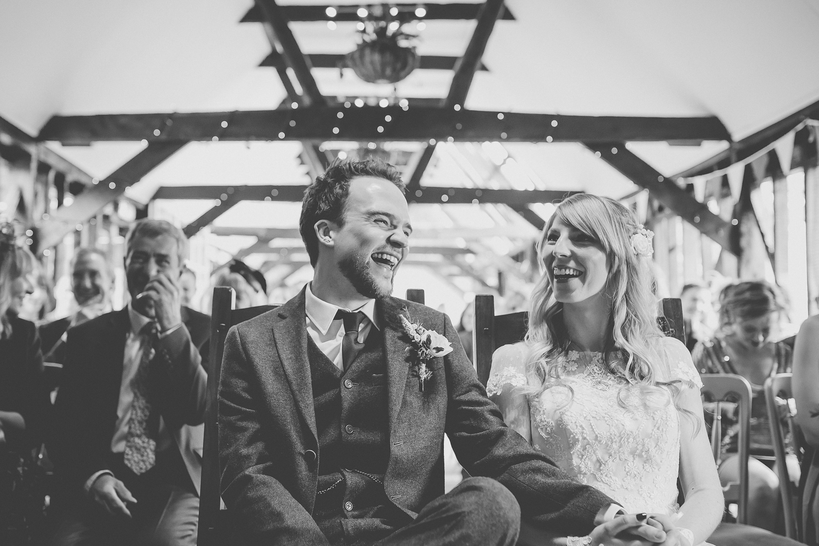 black and white wedding ceremony